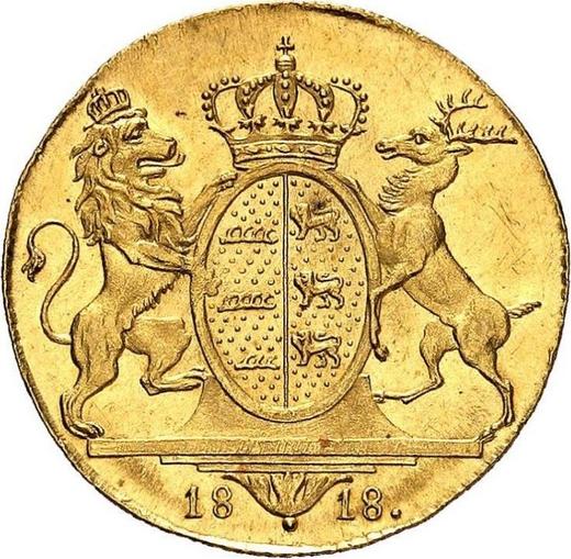 Реверс монеты - Дукат 1818 года W - цена золотой монеты - Вюртемберг, Вильгельм I