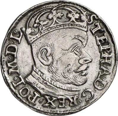 Obverse 3 Groszy (Trojak) 1584 "Large head" - Silver Coin Value - Poland, Stephen Bathory