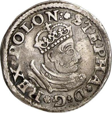 Obverse 3 Groszy (Trojak) 1580 "Small head" Without denomination - Silver Coin Value - Poland, Stephen Bathory