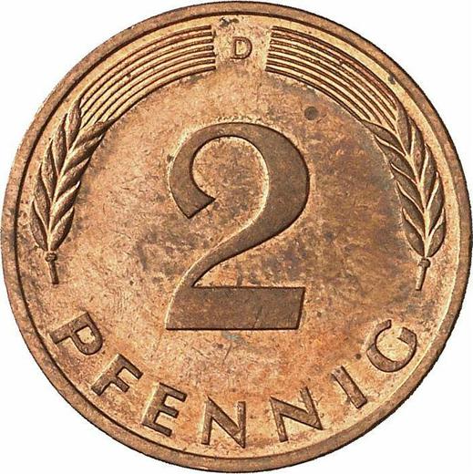 Аверс монеты - 2 пфеннига 1989 года D - цена  монеты - Германия, ФРГ
