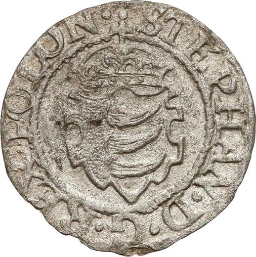 Аверс монеты - Шеляг 1580 года - цена серебряной монеты - Польша, Стефан Баторий