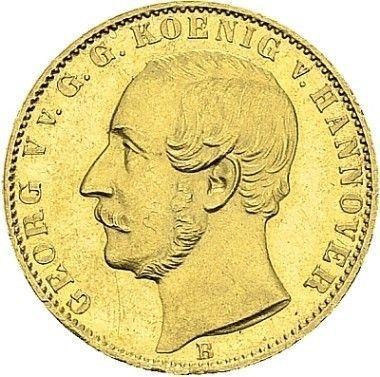 Anverso Media corona 1857 B - valor de la moneda de oro - Hannover, Jorge V