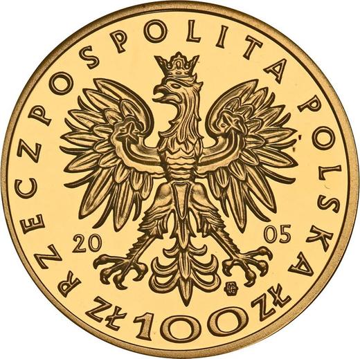 Аверс монеты - 100 злотых 2005 года MW ET "Станислав Август Понятовский" - цена золотой монеты - Польша, III Республика после деноминации