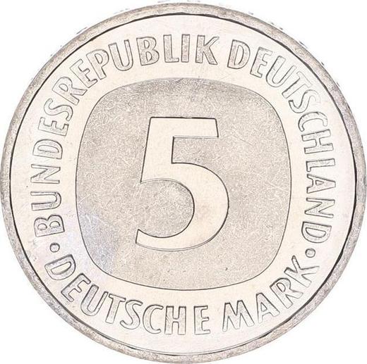 Obverse 5 Mark 1989 G -  Coin Value - Germany, FRG