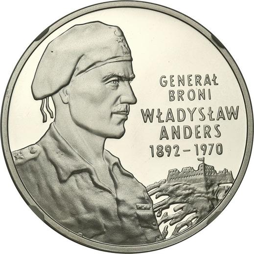 Reverso 10 eslotis 2002 MW AN "General Władysław Anders" - valor de la moneda de plata - Polonia, República moderna