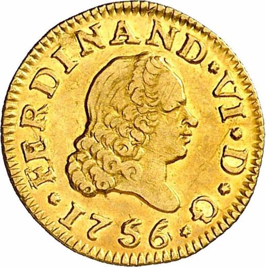 Awers monety - 1/2 escudo 1756 S PJ - cena złotej monety - Hiszpania, Ferdynand VI