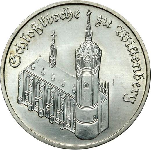 Anverso 5 marcos 1983 A "Iglesia del Castillo de Wittenberg" - valor de la moneda  - Alemania, República Democrática Alemana (RDA)
