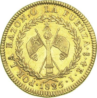 Reverso 4 escudos 1825 So I - valor de la moneda de oro - Chile, República