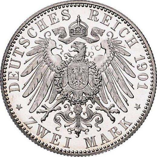 Reverso 2 marcos 1901 A "Lübeck" - valor de la moneda de plata - Alemania, Imperio alemán
