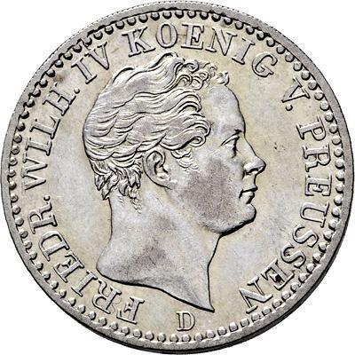 Аверс монеты - 1/6 талера 1845 года D - цена серебряной монеты - Пруссия, Фридрих Вильгельм IV