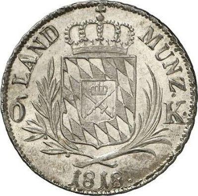Rewers monety - 6 krajcarów 1818 - cena srebrnej monety - Bawaria, Maksymilian I