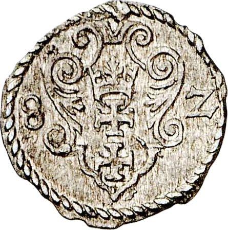 Реверс монеты - Денарий 1582 года "Гданьск" - цена серебряной монеты - Польша, Стефан Баторий