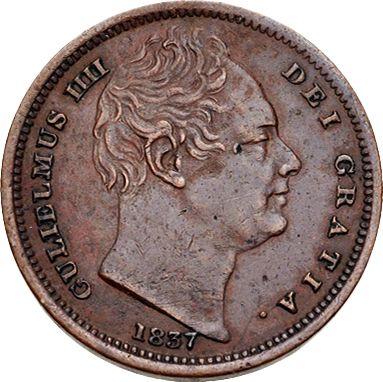 Аверс монеты - 1/2 фартинга 1837 года - цена  монеты - Великобритания, Вильгельм IV