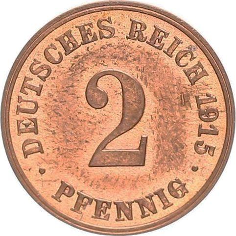 Аверс монеты - 2 пфеннига 1915 года D "Тип 1904-1916" - цена  монеты - Германия, Германская Империя