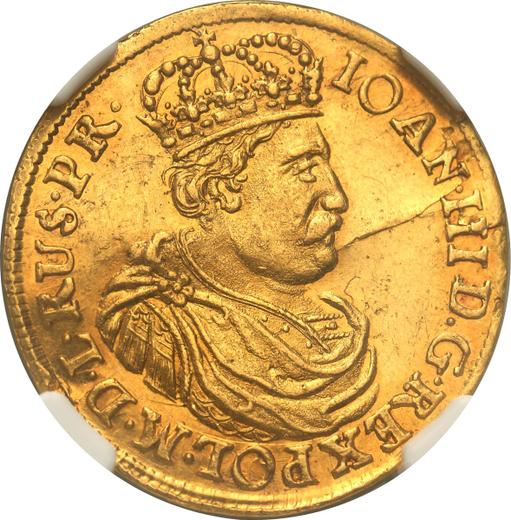 Аверс монеты - 2 дуката 1692 года "Гданьск" - цена золотой монеты - Польша, Ян III Собеский