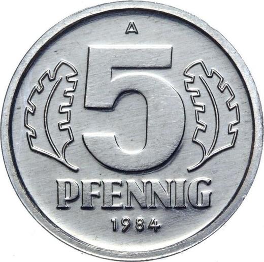 Anverso 5 Pfennige 1984 A - valor de la moneda  - Alemania, República Democrática Alemana (RDA)