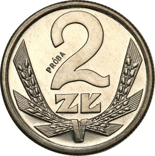 Reverso Pruebas 2 eslotis 1989 MW Níquel - valor de la moneda  - Polonia, República Popular