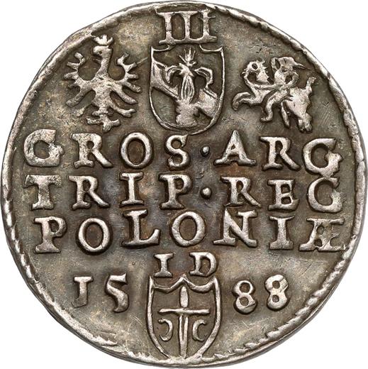 Revers 3 Gröscher 1588 ID "Olkusz Münzstätte" "CR" vor der Krone - Silbermünze Wert - Polen, Sigismund III