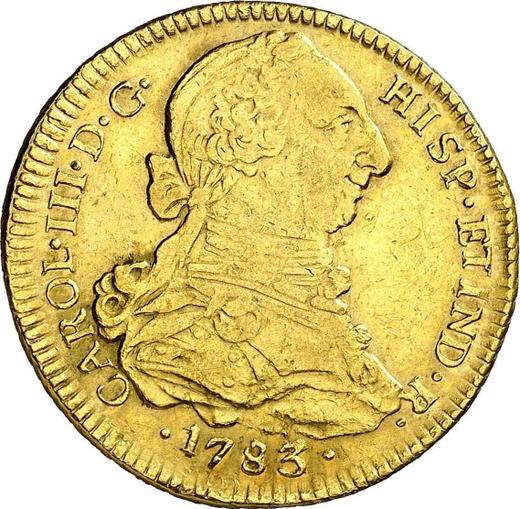 Аверс монеты - 4 эскудо 1783 года So DA - цена золотой монеты - Чили, Карл III