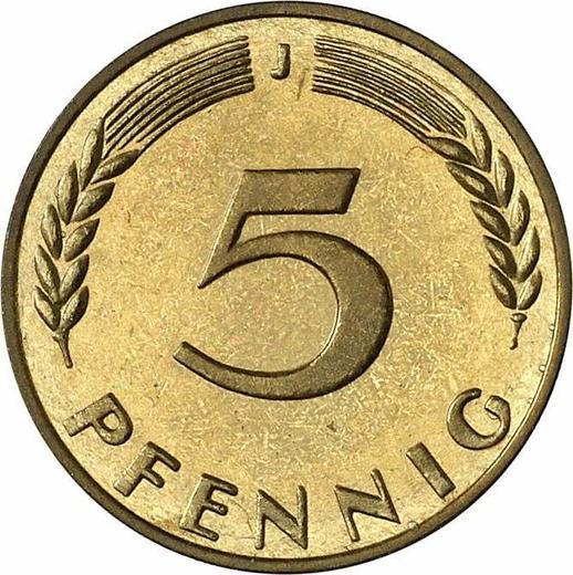 Аверс монеты - 5 пфеннигов 1966 года J - цена  монеты - Германия, ФРГ