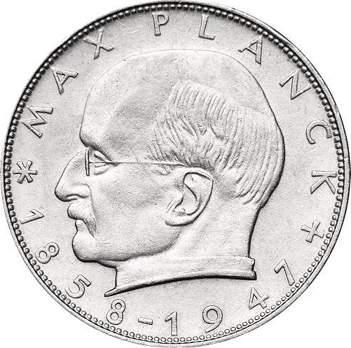 Anverso 2 marcos 1961 G "Max Planck" - valor de la moneda  - Alemania, RFA