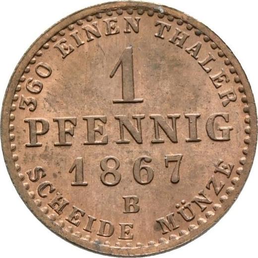 Reverso 1 Pfennig 1867 B - valor de la moneda  - Anhalt-Dessau, Leopoldo Federico
