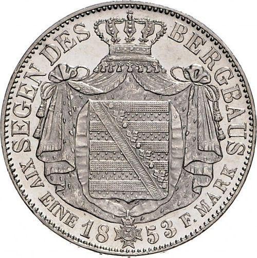 Reverso Tálero 1853 F "Minero" - valor de la moneda de plata - Sajonia, Federico Augusto II