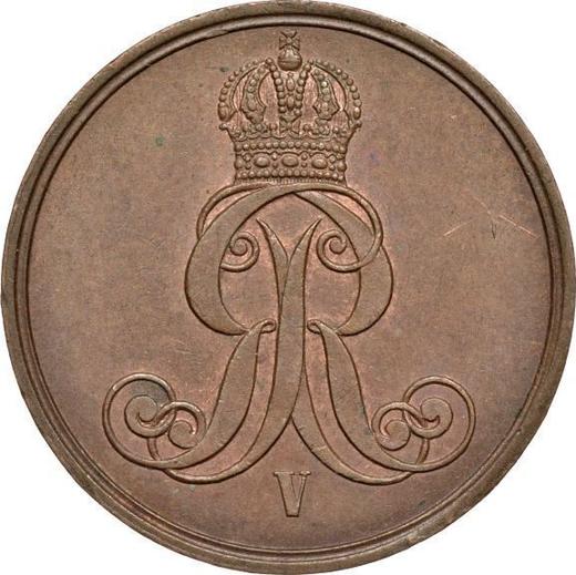 Аверс монеты - 2 пфеннига 1858 года B - цена  монеты - Ганновер, Георг V