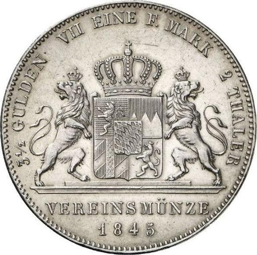 Rewers monety - Dwutalar 1845 - cena srebrnej monety - Bawaria, Ludwik I