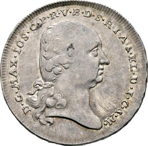 Аверс монеты - Полталера 1800 года - цена серебряной монеты - Бавария, Максимилиан I
