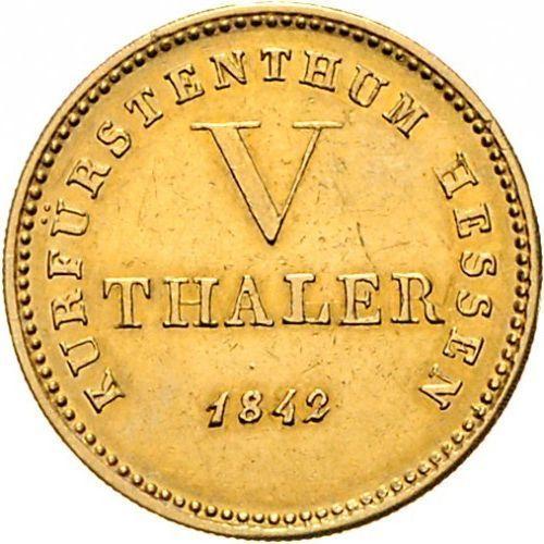 Реверс монеты - 5 талеров 1842 года - цена золотой монеты - Гессен-Кассель, Вильгельм II