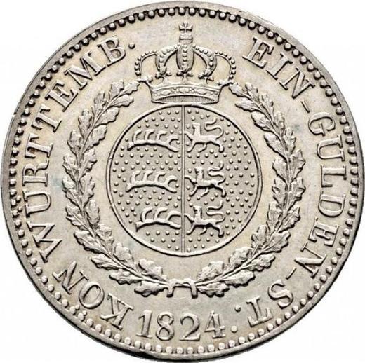 Реверс монеты - 1 гульден 1824 года W - цена серебряной монеты - Вюртемберг, Вильгельм I