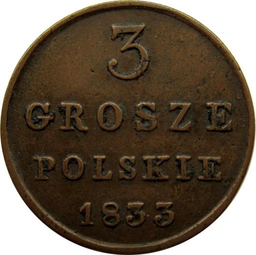 Reverso 3 groszy 1833 KG - valor de la moneda  - Polonia, Zarato de Polonia