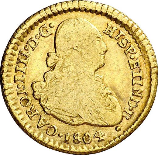 Аверс монеты - 1 эскудо 1804 года So FJ - цена золотой монеты - Чили, Карл IV