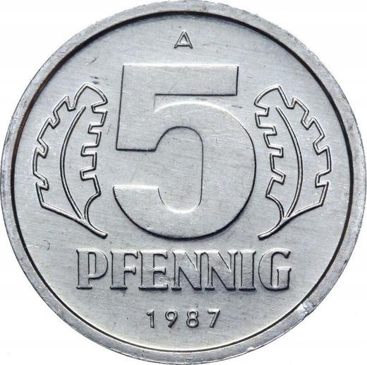 Anverso 5 Pfennige 1987 A - valor de la moneda  - Alemania, República Democrática Alemana (RDA)