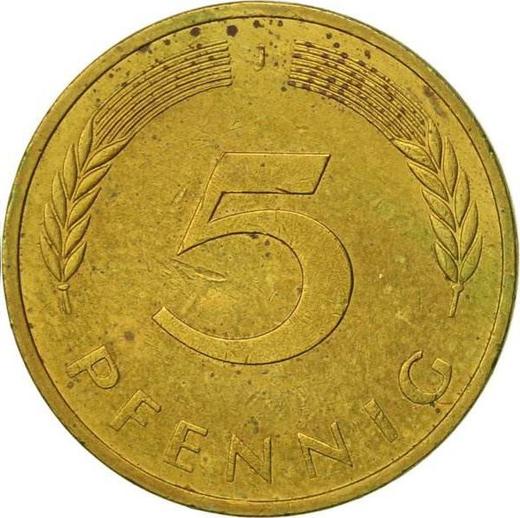 Аверс монеты - 5 пфеннигов 1977 года J - цена  монеты - Германия, ФРГ
