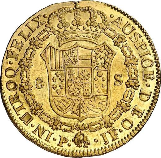 Revers 8 Escudos 1808 P JF - Goldmünze Wert - Kolumbien, Karl IV