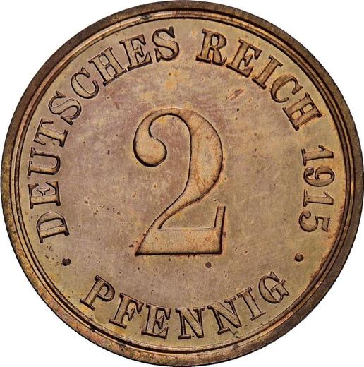 Аверс монеты - 2 пфеннига 1915 года A "Тип 1904-1916" - цена  монеты - Германия, Германская Империя