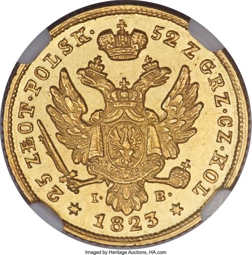 Rewers monety - 25 złotych 1823 IB "Małą głową" - cena złotej monety - Polska, Królestwo Kongresowe