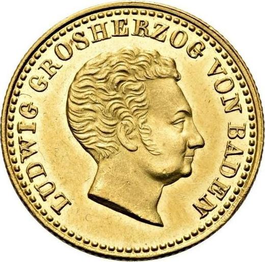 Аверс монеты - 5 талеров 1830 года - цена золотой монеты - Баден, Людвиг I