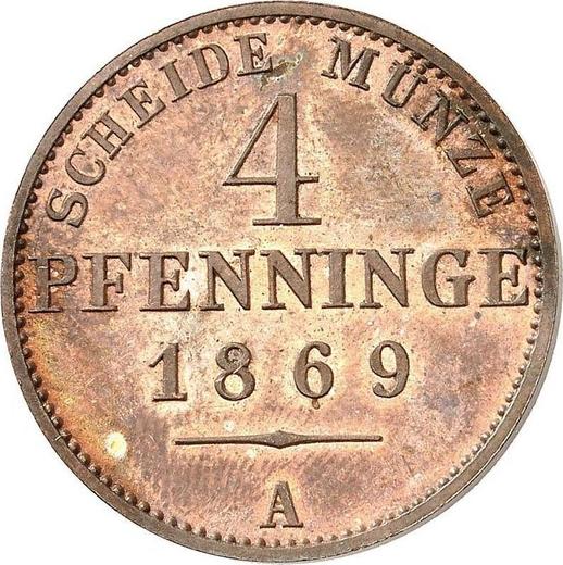 Реверс монеты - 4 пфеннига 1869 года A - цена  монеты - Пруссия, Вильгельм I