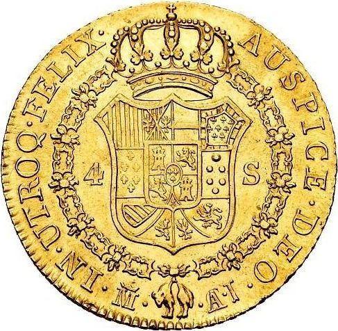 Revers 4 Escudos 1824 M AJ - Goldmünze Wert - Spanien, Ferdinand VII