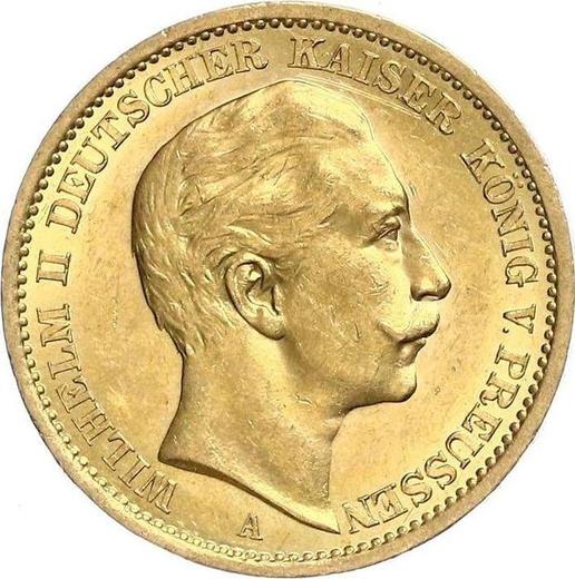 Аверс монеты - 20 марок 1908 года A "Пруссия" - цена золотой монеты - Германия, Германская Империя