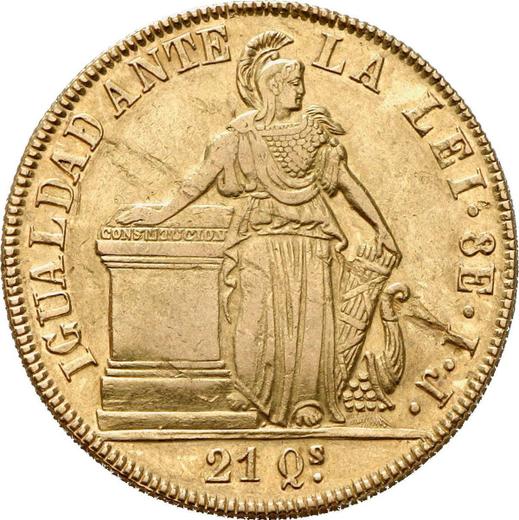 Revers 8 Escudos 1842 So IJ - Goldmünze Wert - Chile, Republik
