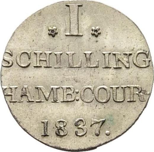 Реверс монеты - 1 шиллинг 1837 года H.S.K. - цена  монеты - Гамбург, Вольный город