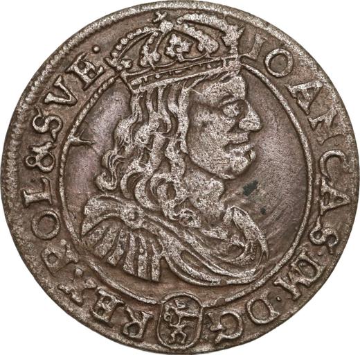 Аверс монеты - Шестак (6 грошей) 1667 года TLB "Портрет с обводкой" - цена серебряной монеты - Польша, Ян II Казимир