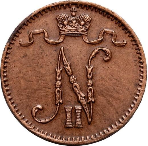 Аверс монеты - 1 пенни 1899 года - цена  монеты - Финляндия, Великое княжество