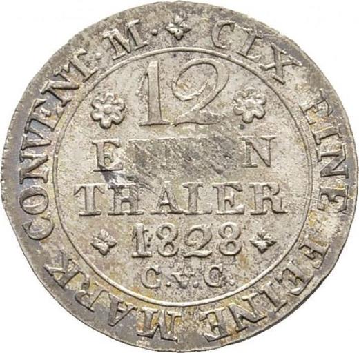 Reverso 1/12 tálero 1828 CvC - valor de la moneda de plata - Brunswick-Wolfenbüttel, Carlos II