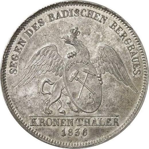 Аверс монеты - Талер 1836 года "Горнодобывающая промышленность Бадена" - цена серебряной монеты - Баден, Леопольд