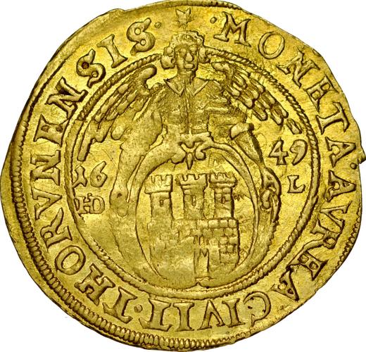 Реверс монеты - Дукат 1649 года HDL "Торунь" - цена золотой монеты - Польша, Ян II Казимир